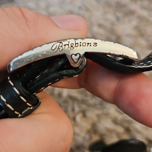 Brighton Black & Brown Leather Crossbody Bag | Adjustable Strap | 11"x7.5"x3" - Picture 4 of 15